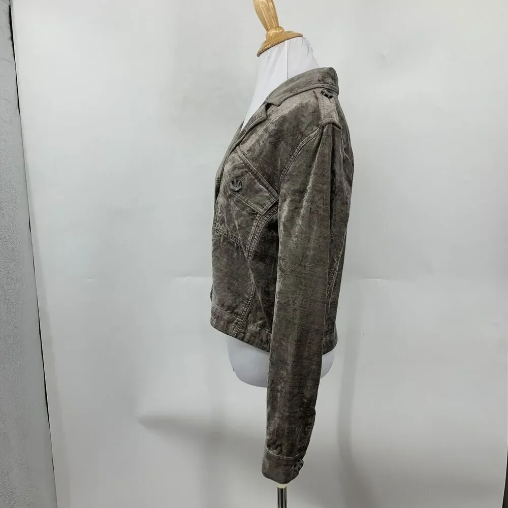 Cabi Jacket Womens S Small Metallic Ivy Sunday Topper Notch Velvet Button Pocket